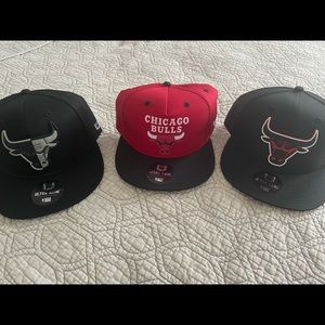 Bulls snap back trifecta collection.  3 ultra game hats, brand new.